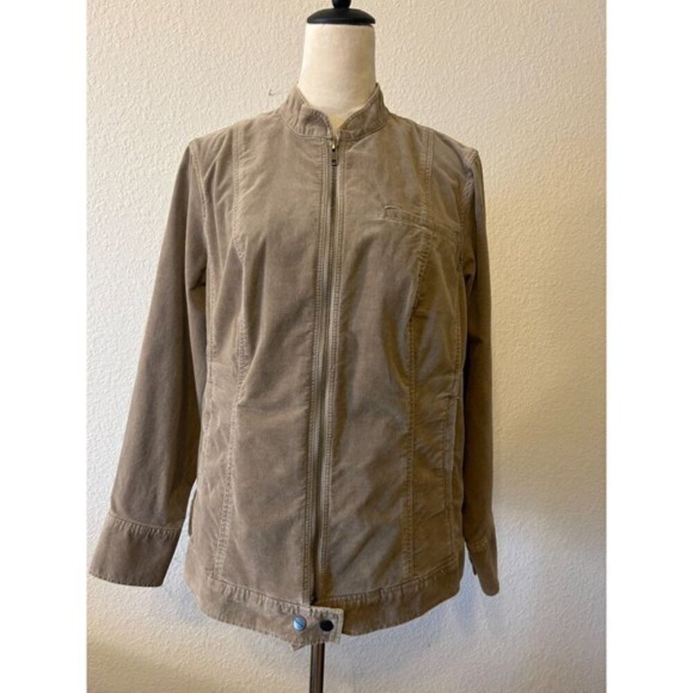 Women's Coldwater Creek‎ Dark Khaki Beige Long Sleeved Zippered Jacket Size 18W
